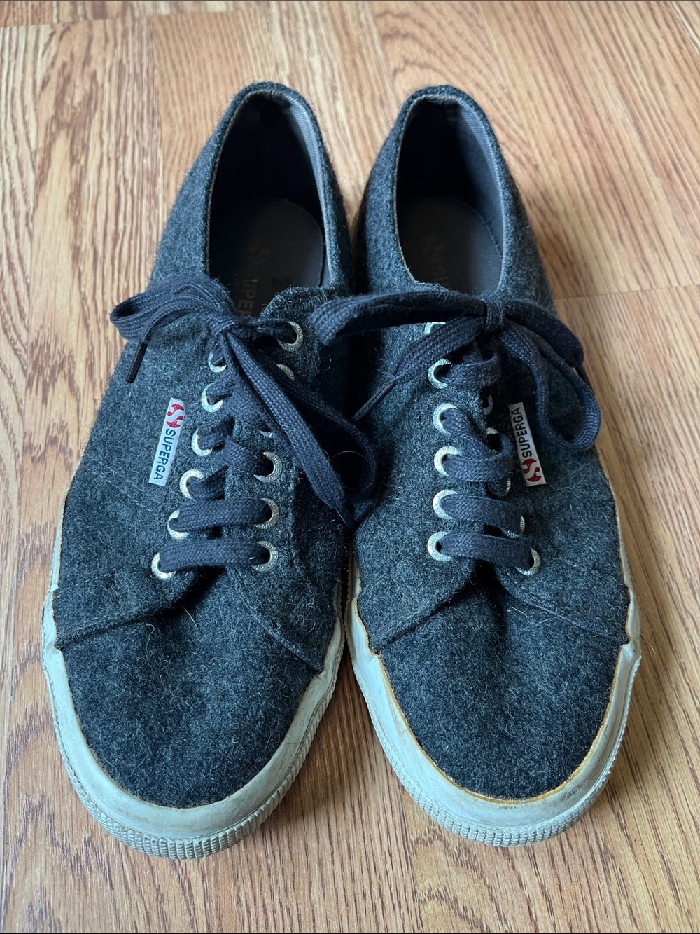 Superga Men's Dark Gray Wool Lace-Up Sneakers